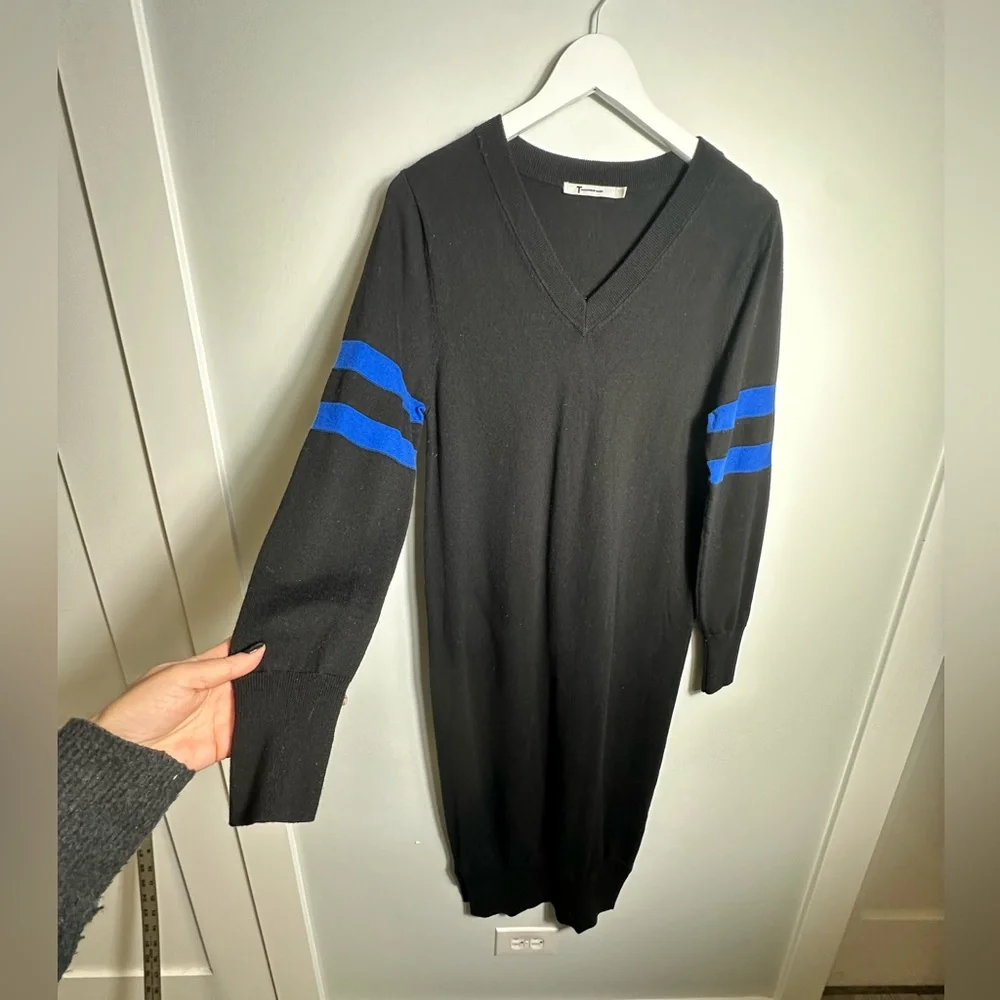T Alexander Wang Merino Wool V Neck  Designer Black Sweater Dress Size Small - Picture 9 of 16